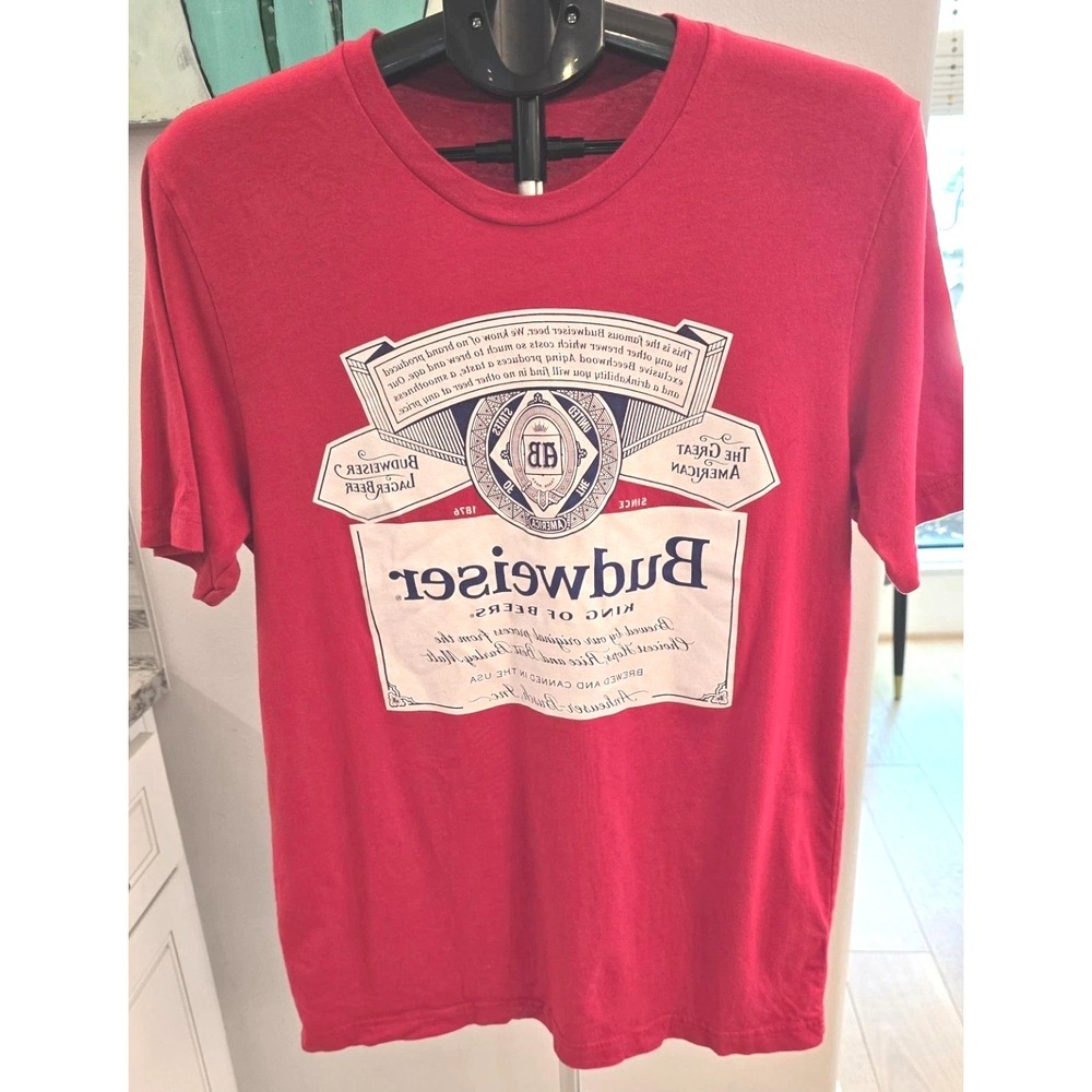 Official Anheuser Budweiser Logo King Of Beers‎ Red Short Sleeve T-shirt  Large